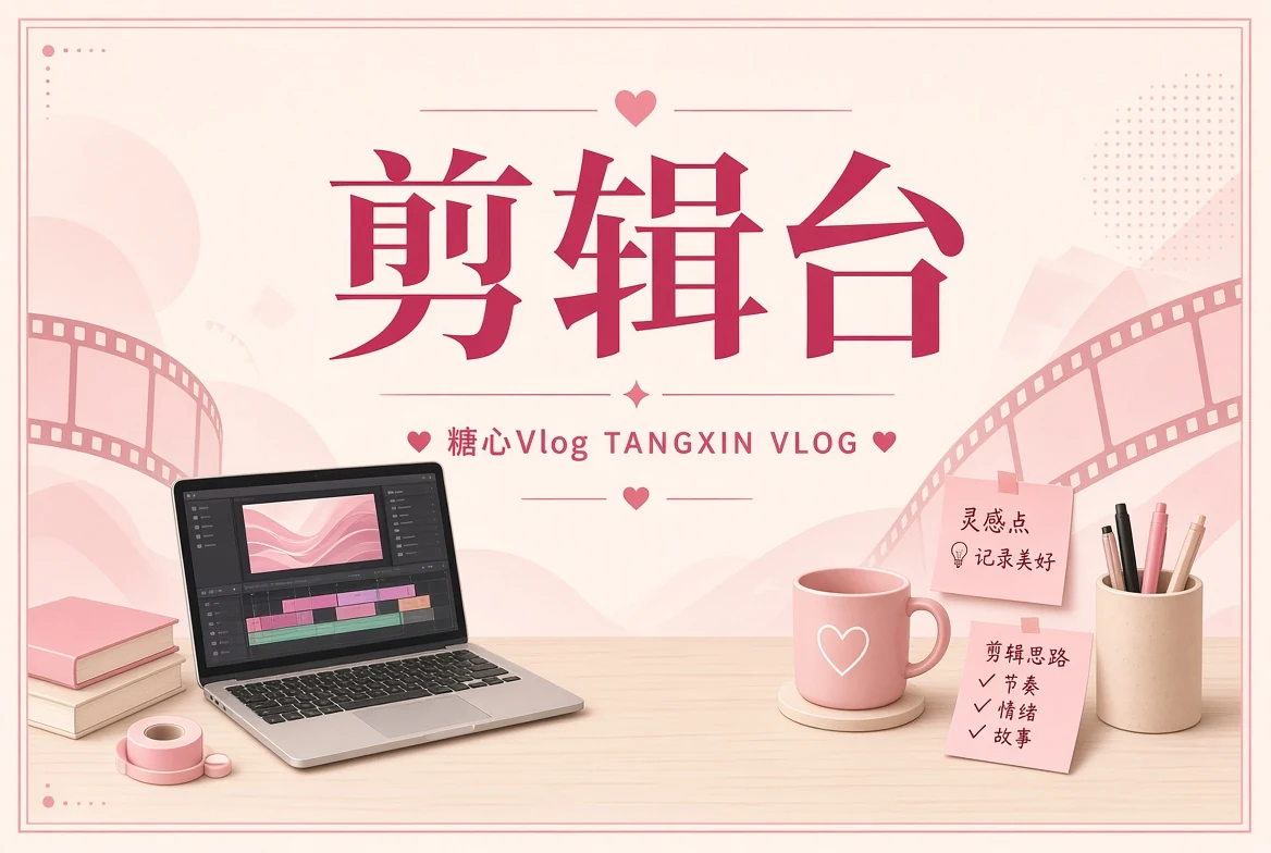 糖心Vlog剪辑台创作主题插画