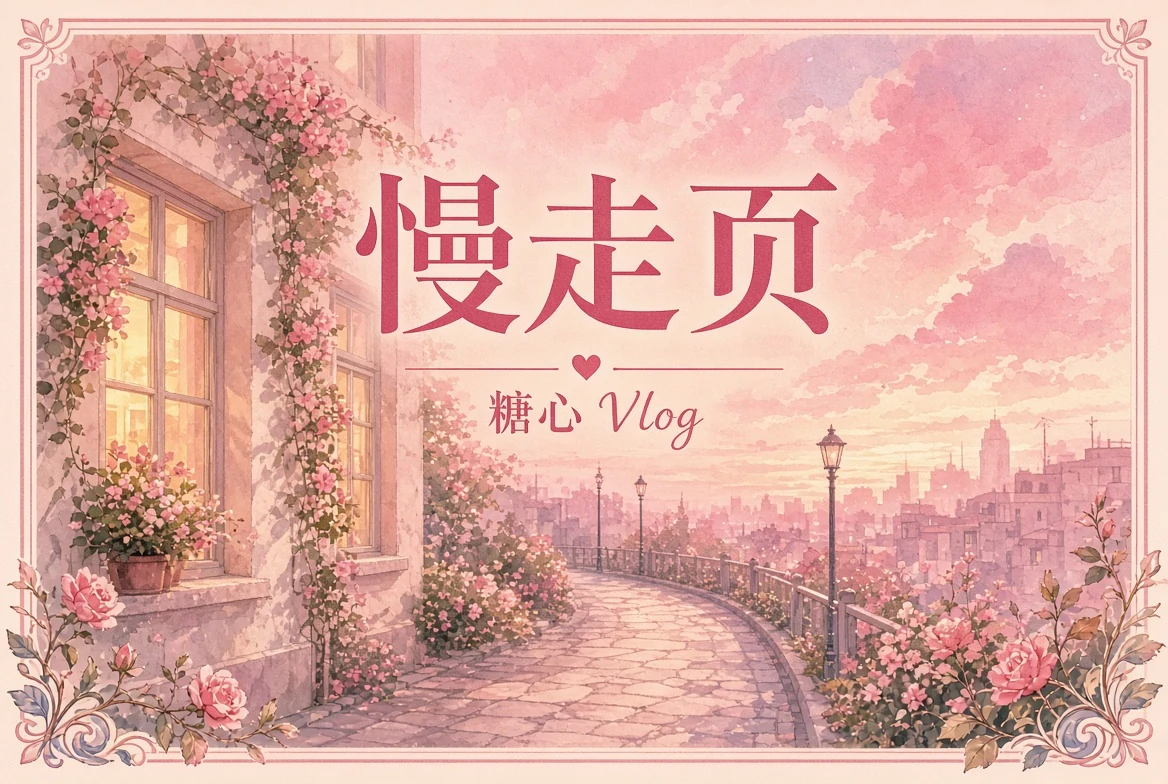 糖心Vlog慢走页观看方法插画